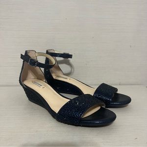 Alex Marie Sparkly Blue Wedge Sandals